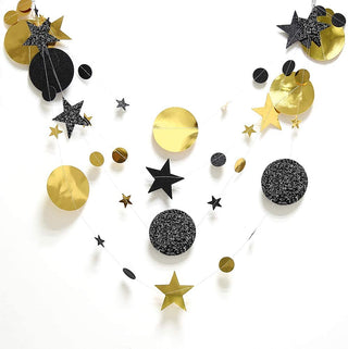 Glitter Black Gold Party Decorations Moon Star Garland 2