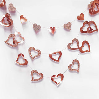 4pcs Glitter Rose Gold Heart Garland Shiny Valentines Day Decoration Mothers Day 2