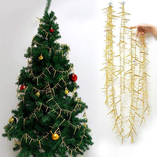 Christmas Decor 3D Glitter Gold Icicle Garland (26Ft) 5