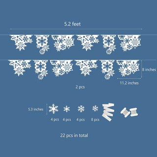 White Snowflake Cutouts Garland (22pcs) 2