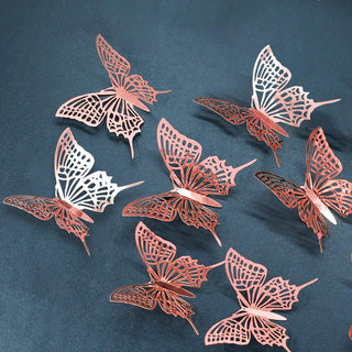3D Rose Gold Butterfly Wall Stickers (Rose Gold B) 2