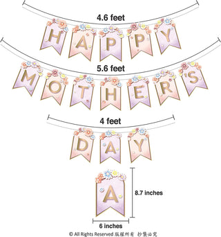 Happy Mother's Day Banners with Pink Flower (3 pcs) 6