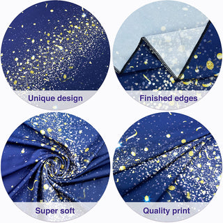 9x5 ft Fabric Blue Tablecloth with Gold Confetti 2