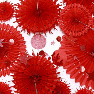 12pcs Chinese New Year Tissue Pompom Paper Fan Decor 2