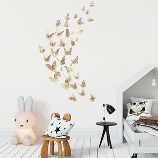 3D Champagne Gold Butterfly Wall Decal (Champagne Gold A) 2