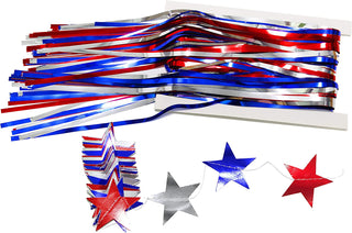 Red Blue Silver Fringe Curtains with Star Garlands Streamers (2pcs)2