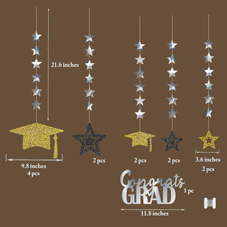 Gold, Silver and Black Graduation Cap Banners (13pcs) 2