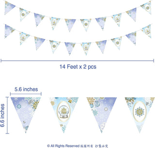 Snowflake Bunting Flag Banners in Blue and Purple 28ft 5