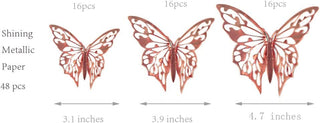 3D Rose Gold Butterfly Wall Stickers (Rose Gold C) (48pcs) 02