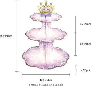 Lavender Floral Crown 3-Tier Cupcake Stand 8