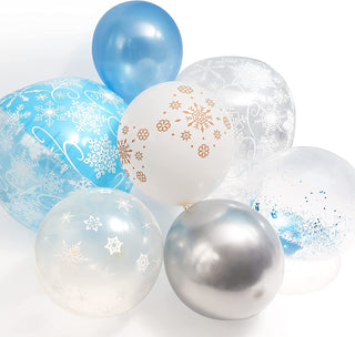 Christmas Snowflake Balloon and Garland in Gold Blue White (50 pcs)