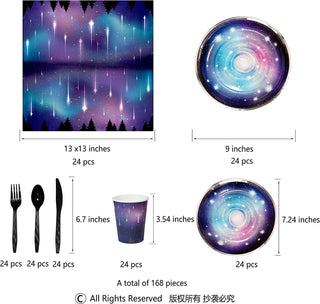 24 Sets Starry Night Sky Galaxy Party Tableware 2