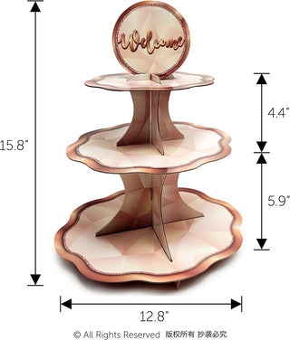Welcome 3-tier Rose Gold Cupcake Stand 8