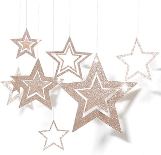 Wedding Shower Champagne Gold Garland with 3D Twinkle Little Stars  5
