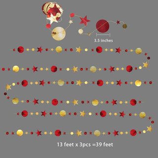 Gold Maroon Party Decorations Red Circle Dots Garland with Twinkle Little Star Streamer 2