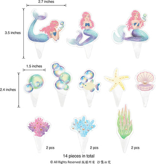 Mermaid Cup Cake Toppers (14pcs) 2