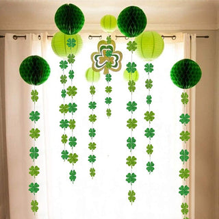 Glitter Shamrock Clover Garland for St Patricks Day Decorations