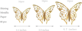 3D Champagne Gold Butterfly Wall Decal (Champagne Gold B) 2
