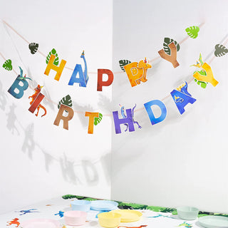 2pcs Dinosaur Theme Happy Birthday Banner for Boy’s Birthday Party 2
