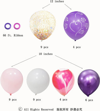 Pink, Violet and White Balloons kit  (41 pcs) 2