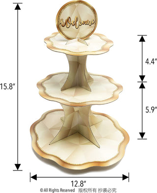 Welcome 3-tier Champagne Gold Cupcake Stand 7