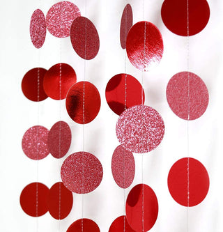4pcs Glitter Red Circle Dots Garland Kit 2