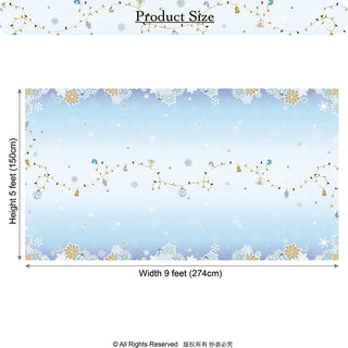 Snowflake Christmas Fabric Tablecloth 9x5 ft