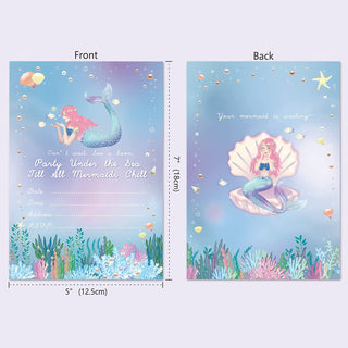  12 Set Little Mermaid Party Invitation Card 2
