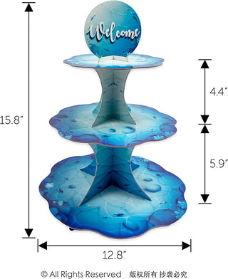 Under The Sea Welcome 3-Tier Blue Cupcake Stand 7