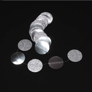 Silver Wedding Glitter & Metallic Silver Circle Dots Garland (52Ft) 8