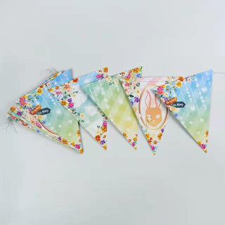 2pcs Tea Party Floral Flag Banner for Alice Wonderland Birthday Party Decorations 5
