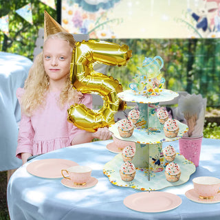 3-tier Alice Wonderland Tea Party Floral Cupcake Stand 4