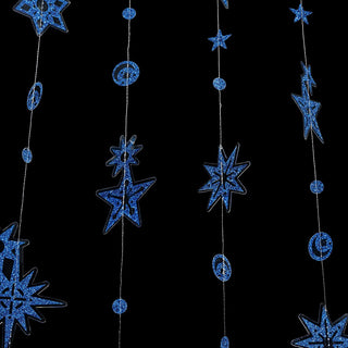 6 Strings Glitter Blue Star Garland for Blue Party Decorations 3