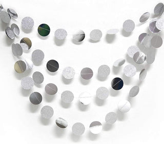 Silver Wedding Glitter & Metallic Silver Circle Dots Garland (52Ft) 1