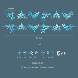 Holographic Blue Metallic Star Garland (22pcs) 3