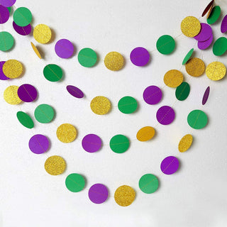 Gold Purple Green Circle Dots Garland Kit Mardi Gras Decor 3