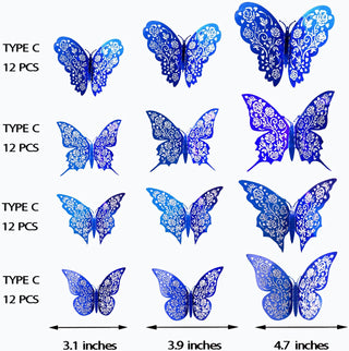 3D Royal Blue Cobalt Butterfly Wall Stickers 3
