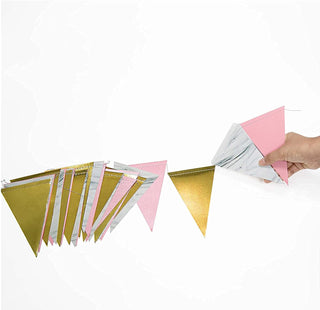 Bunting Flag Banners Set in Green, Pink and Silver (4pcs) 4