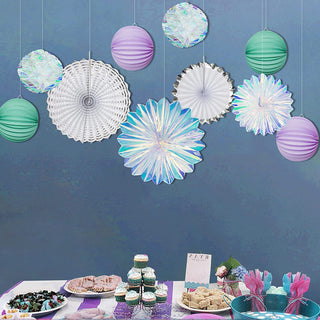 10pcs Holographic Hanging Honeycomb Ball Fan Party Decorations  3