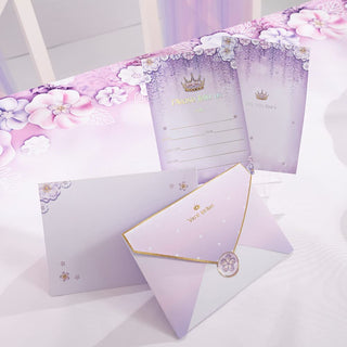 Invitation Cards with Crown and Flowers in Purple Set (12pcs) 2