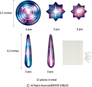 Iridescent Outer Space Cupcake Toppers Set (15pcs) 4