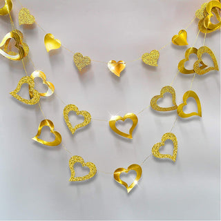 Mother's Day Glitter & Metallic Gold Heart Garland (56Ft) 5