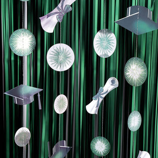 Foil Fringe Curtain Backdrops and Graduation Garlands Set in Green (8pcs) 6