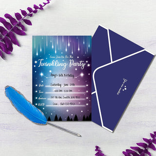 12 sets Invitation Card Aurora Galaxy Shooting Star with Envelopes and Stickers 3