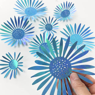 3D Blue Flower Removable Flower Wall Stickers (40 pcs) 3
