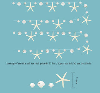 Paper White Starfish and Sea Shell Garlands (20ft) 3