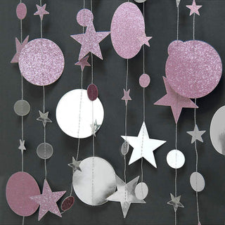 3pcs Glitter Pink Silver Circle Dot Garland Twinkle Little Star Decoration 3
