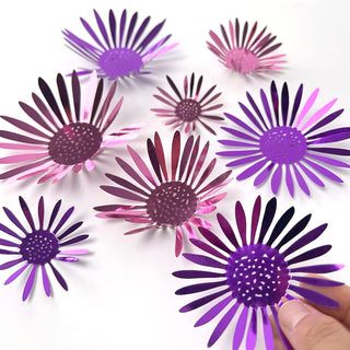 Metallic Paper Flower Wall Stickers Set in Pink and Purple (40pcs) 7