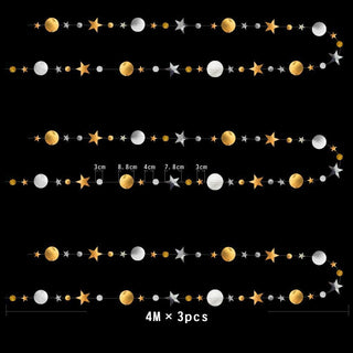Christmas Gold & Silver Circle Dot Garlands with Stars (3pcs) 6