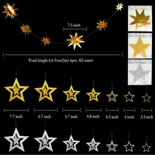 Hanging Stars Garland in Gold Silver and Glitter